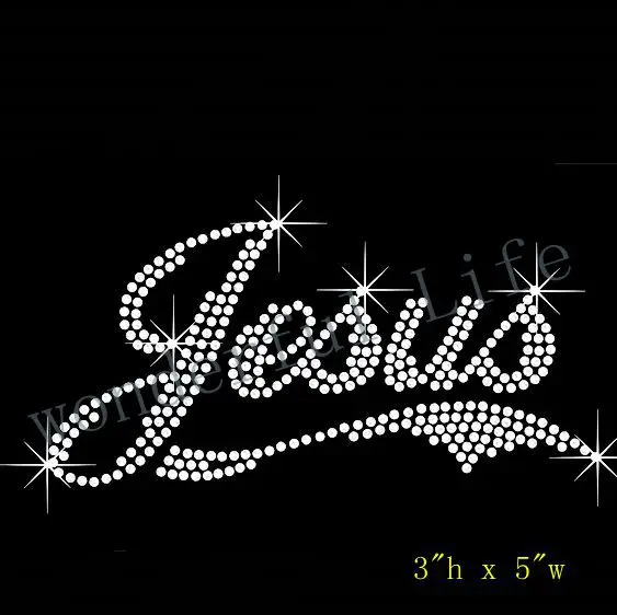 Бесплатная доставка Jesus Rhinestone iron on Bling Transfer DIY Hot fix Applique fix|Стразы| |