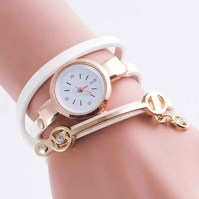 Роскошный браслет с кристаллами кварцевые часы кожаным ремешком женские