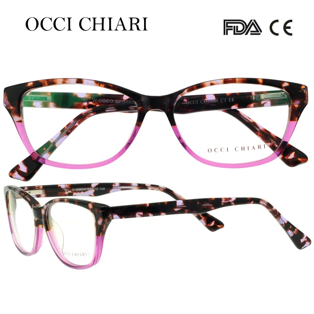 OCCI CHIARI новые модные женские очки анти-голубой свет оптический, ацетатный прозрачный оправа очки прозрачные женские W-COCO - Цвет оправы: C1