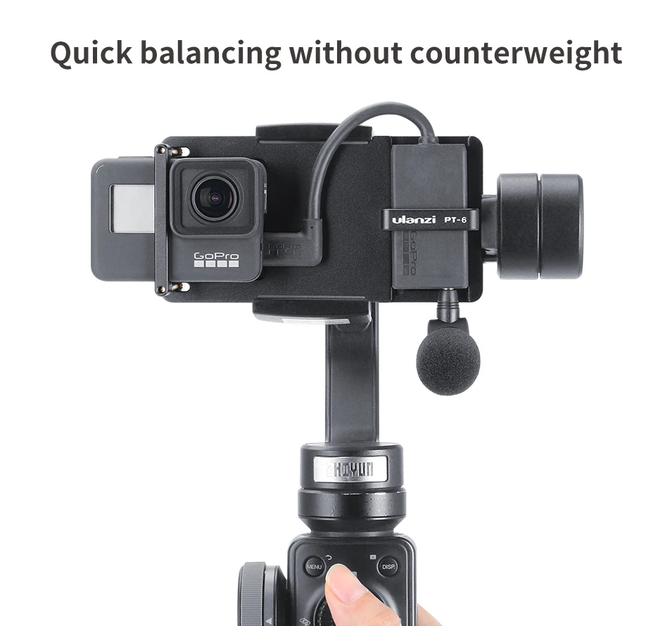 ULANZI PT-6 переключатель Монтажная пластина для GoPro Hero 7 6 5, Фиксированный кронштейн w место для аудио адаптера для DJI Zhiyun Moza телефонные Gimbals