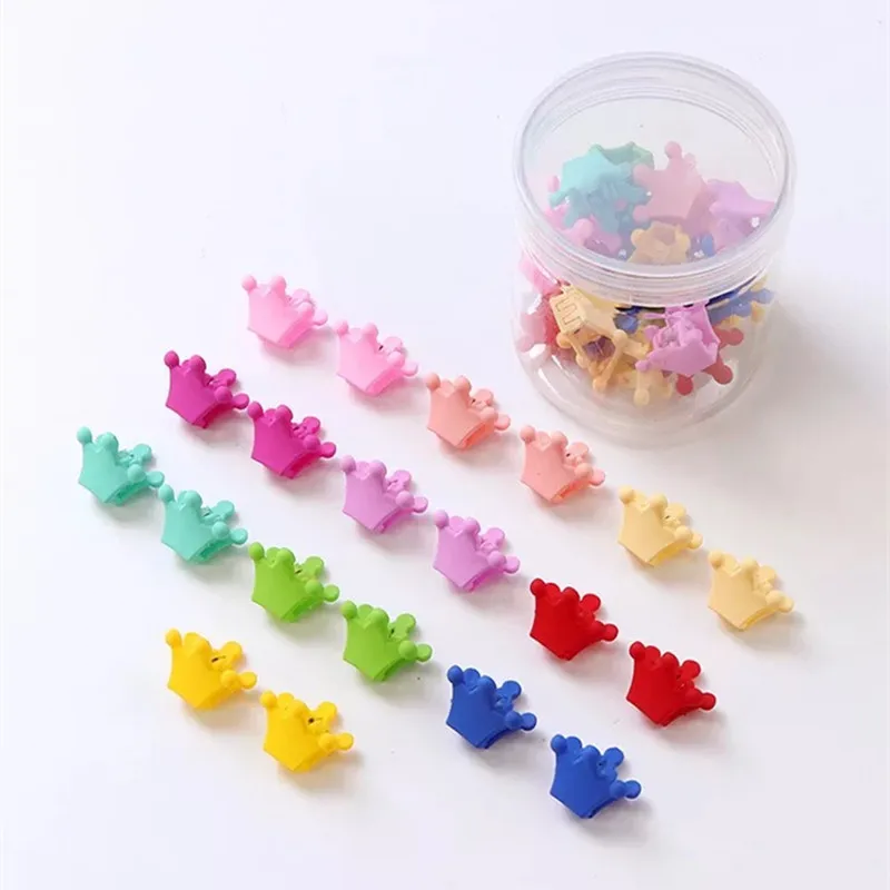 crown-20pcs 20 шт., заколка для волос для девочек, цветок, тиары, кролик, мини-заколка для волос, Мультяшные Детские аксессуары для волос, детский подарок на день рождения, пластиковая коробка - Цвет: crown-20pcs
