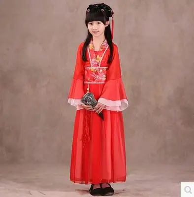 1 Древний китайский традиционный Национальный костюм для девочек розовое платье