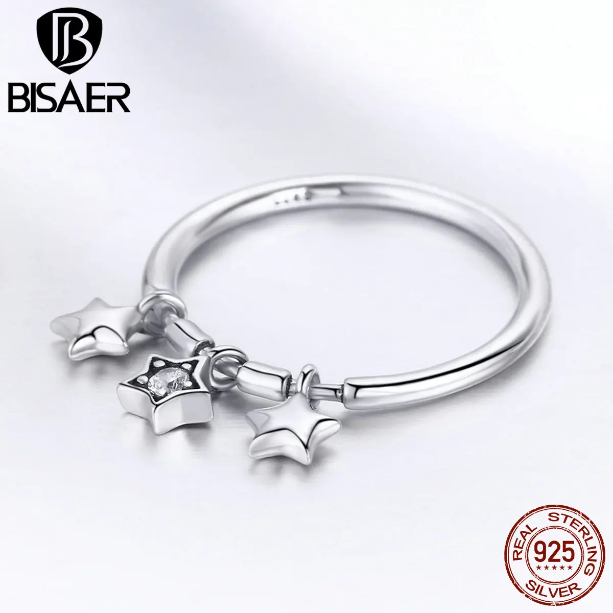 Женское светящееся кольцо BISAER на палец из стерлингового серебра 925 пробы S925