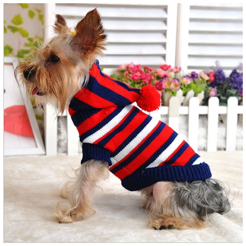 Толстовка в полоску с капюшоном для домашних питомцев и собак свитер щенков