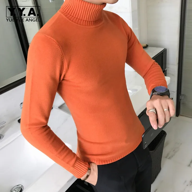 

13 Colors Mens Pullover Sweater Long Sleeve Turtleneck Spring Autumn Knit Tops Male Slim Fit Bodycon Knitwear Sueter Hombre 3XL