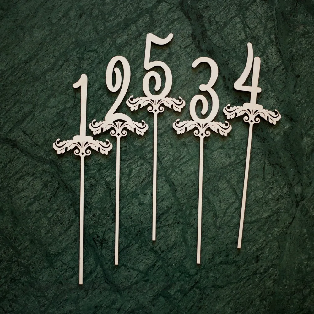 Деревянные цифры для стола на палочке искусственная фотография декор свадебного