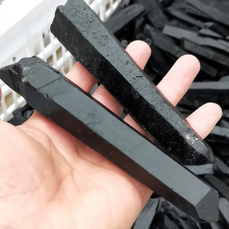 10-13cm 2 шт. 7-14 см большой натуральный черный кристалл лечебные палочки точки башня целебные кристаллы Камни, минералы morion рейки целебная сетка - Цвет: 10-13cm