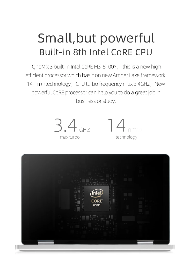 Один нетбук 8," One Mix 3 планшетный ПК IPS экран Intel Core M3-8100Y 8 ГБ+ 256 ГБ клавиатура с подсветкой Windows 10 Лицензия bluetooth