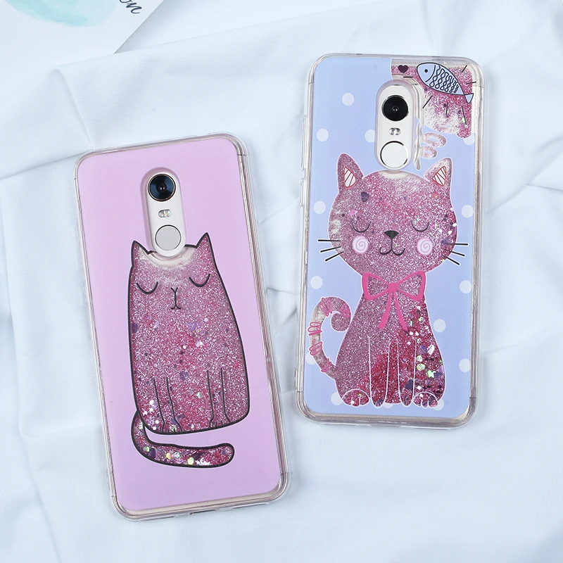 Case For Redmi 5 Plus 4X Quicksand Glitter Cute Cat Phone Covers 4A S2 Note Pro 4 3D Relief TPU Soft Capas |