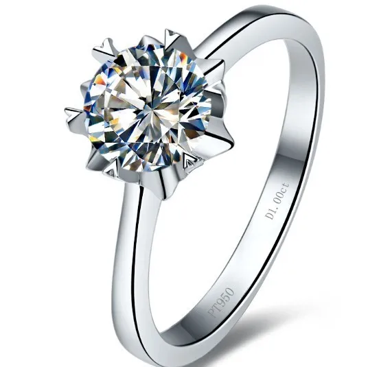 

Solid Platinum PT950 Jewelry 0.5CT Diamond Engagement Wedding Proposal Bridal Ring for Women