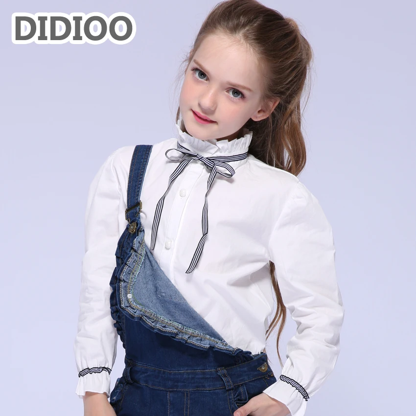 Baby Kids Shirts For Girls Clothes Cotton Bow White Blouses School Uniforms Brand Teenage Children Tops Toddlers | Мать и ребенок