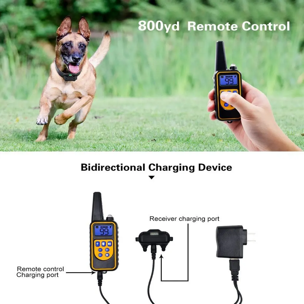 

Electric Dog Training Collar Pet Remote Control Waterproof Rechargeable w/ LCD Display for All Size Shock Vibration Sound 880