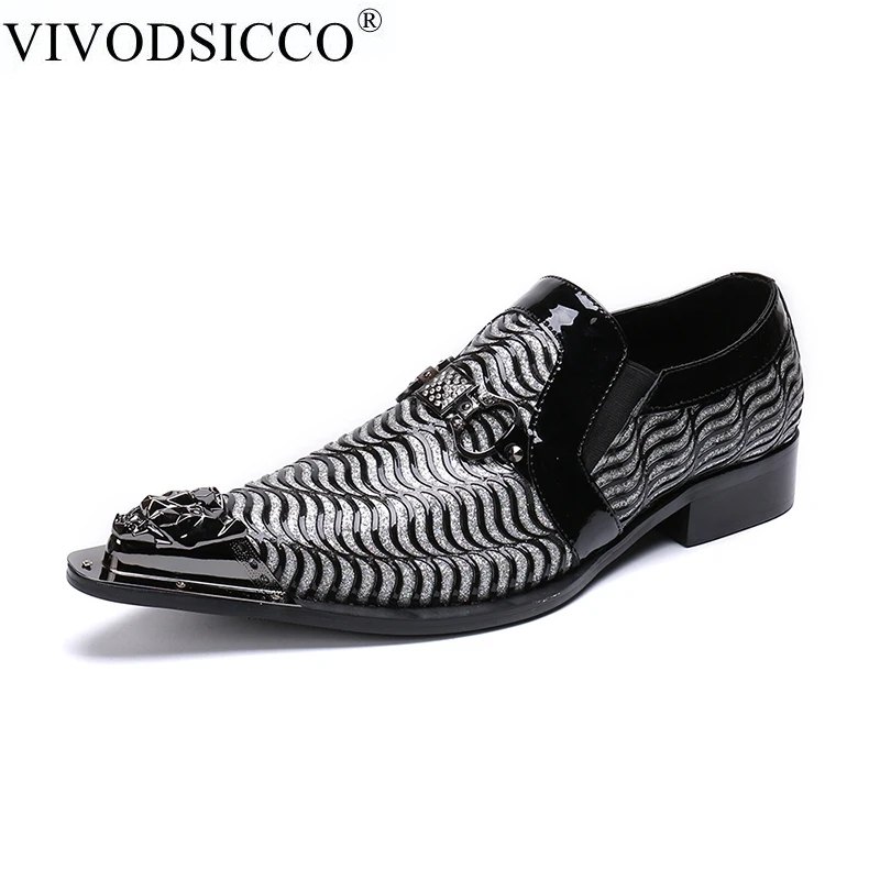 

VIVODSICCO New Arrival Formal Derby Man Dress Shoes Male Patent Leather Handmade Oxfords Luxury Brand Men's Bridal Wedding Flats