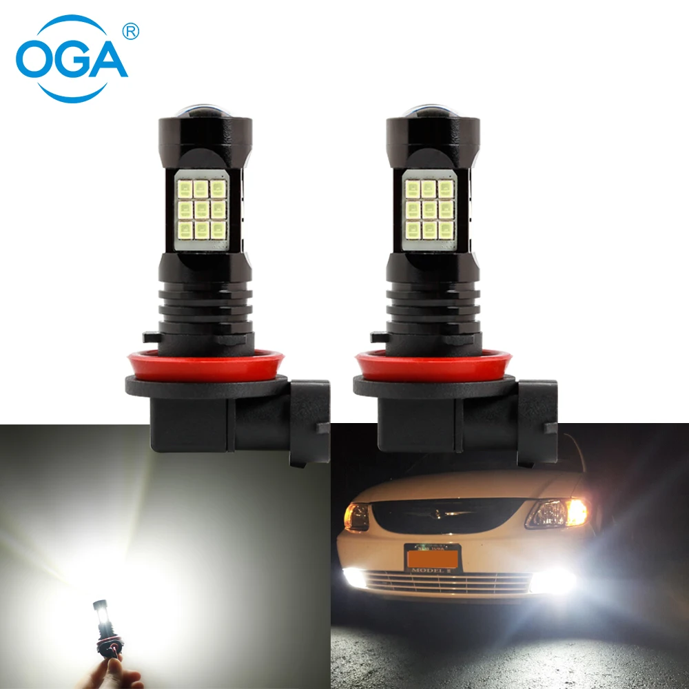 

OGA 2PCS H11 LED 9005 HB3 9006 HB4 Auto Led Bulb Running Light Car Lamp 2835 27SMD Fog Lights Super Bright 12V White Color