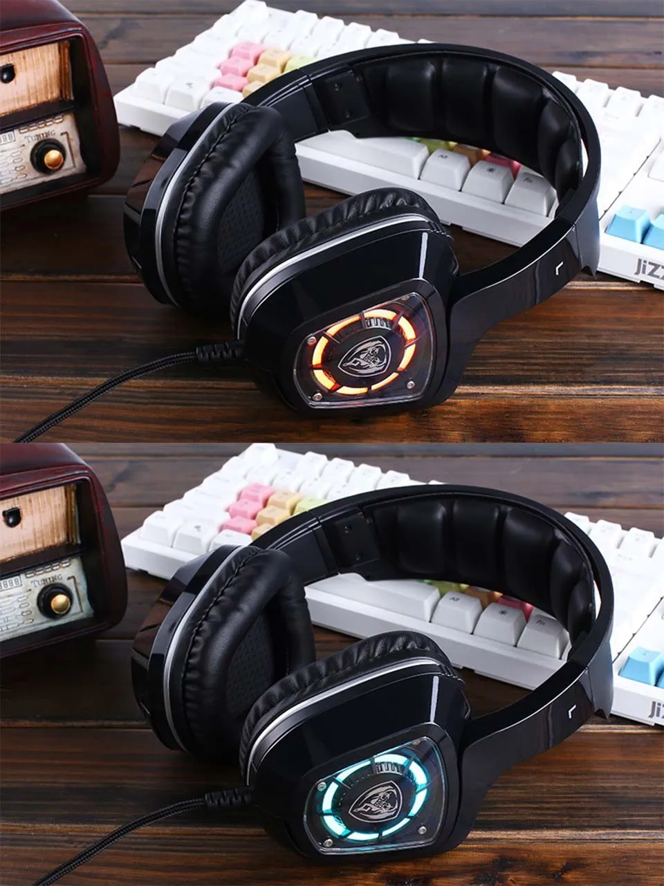 SOMiC G910i игровых гарнитур шлем USB 7,1 виртуального объемного звука стерео наушники с микрофоном вибрации для компьютера PS4 PC Gamer