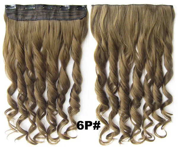 GS888 Color 6P Girlshow, 5 клипов, синтетические волосы для наращивания, волнистые, женский парик, волосы шиньон-хвост, 87 цветов, 130 г, 60 см, 1 шт - Цвет: GS888 Color 6P