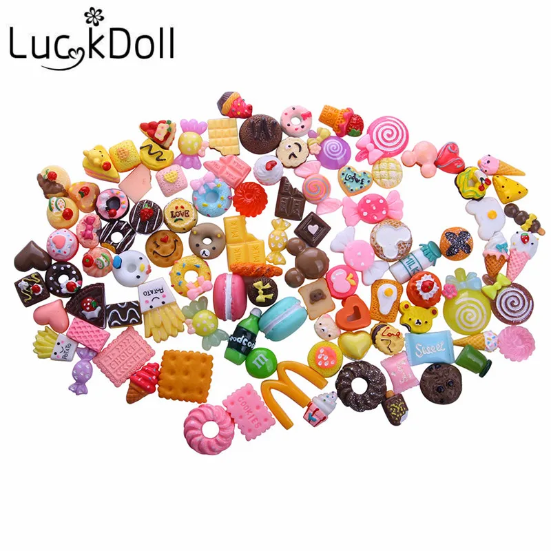 

LUCKDOLL Different Types 100 Pieces Candy Toys Fast Food Toys for Dolls Accessories Girls Toys,Generation,Birthday Gift