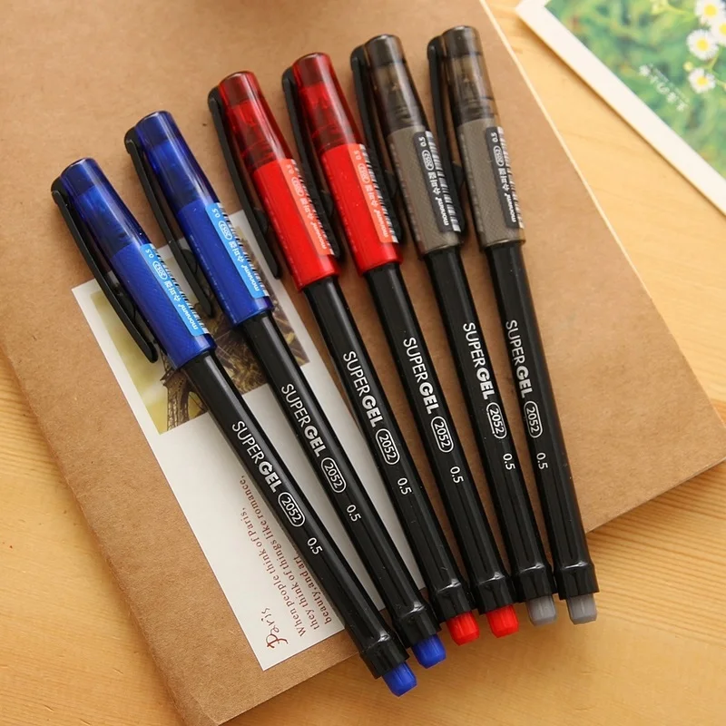 

6 pcs/Lot 3 color gel pen 0.5mm ballpoint Red Blue Black super ink pens Stationery Office accessories school supplies FB208