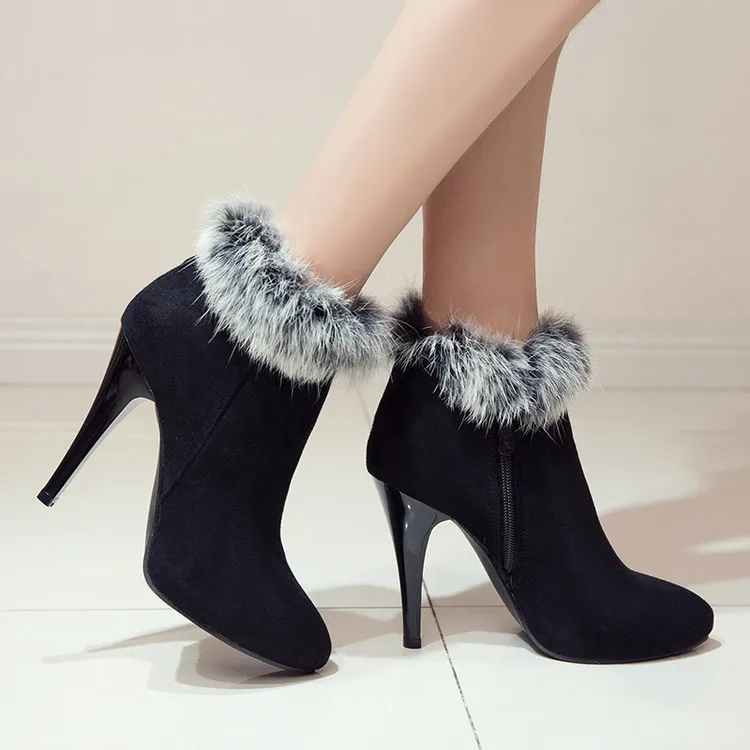 Martin boots of new fund 2017 autumn winters is fine with side zipper joker female rabbit hair short | Обувь