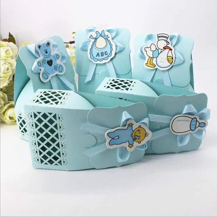 48pcs boy baby show candy box New Baby Shower Birthday Party Favor Gift Bags Box shower souvenirs | Дом и сад