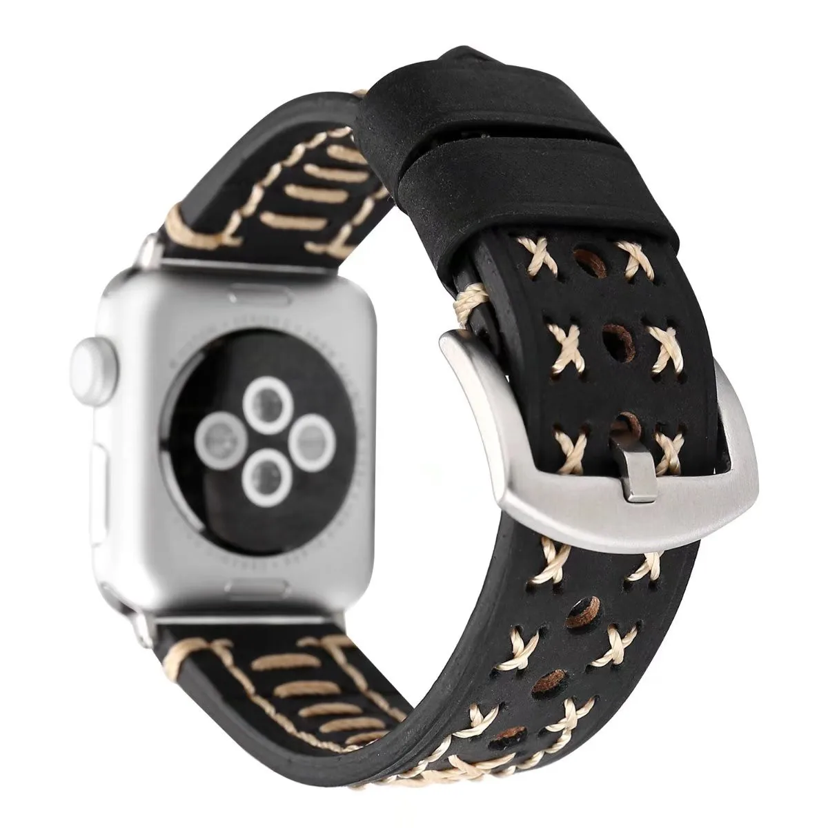 DAHASE Retro Cross Genuine Leather Watch Band for Apple Series 3 Strap Metal Buckle iWatch 1/2 42mm 38mm | Наручные часы
