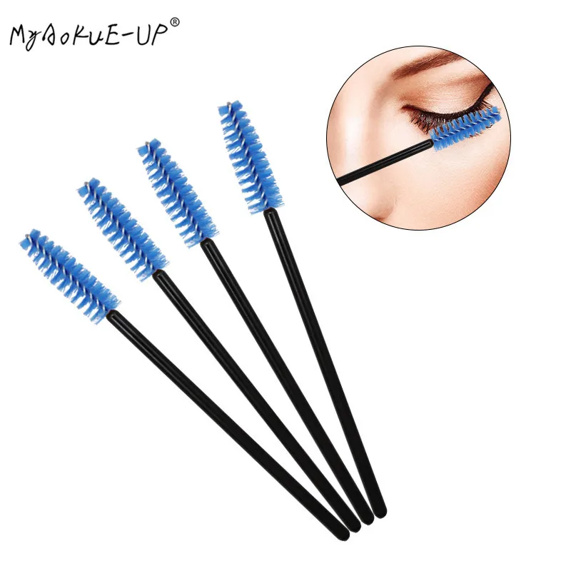 50pcsNylon brush Одноразовая нейлоновая тушь для ресниц палочки для наращивания ресниц силиконовый аппликатор для ресниц микрощетки набор инструментов для макияжа - Handle Color: 50pcsNylon brush