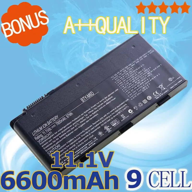 

Аккумулятор для ноутбука MSI GT683DXR GT683R GT685 GT685R GT70 GT760 GT760R GT70 GT780D GT780DX GT780DXR GT780R GT783 GT783R, 6600 мАч