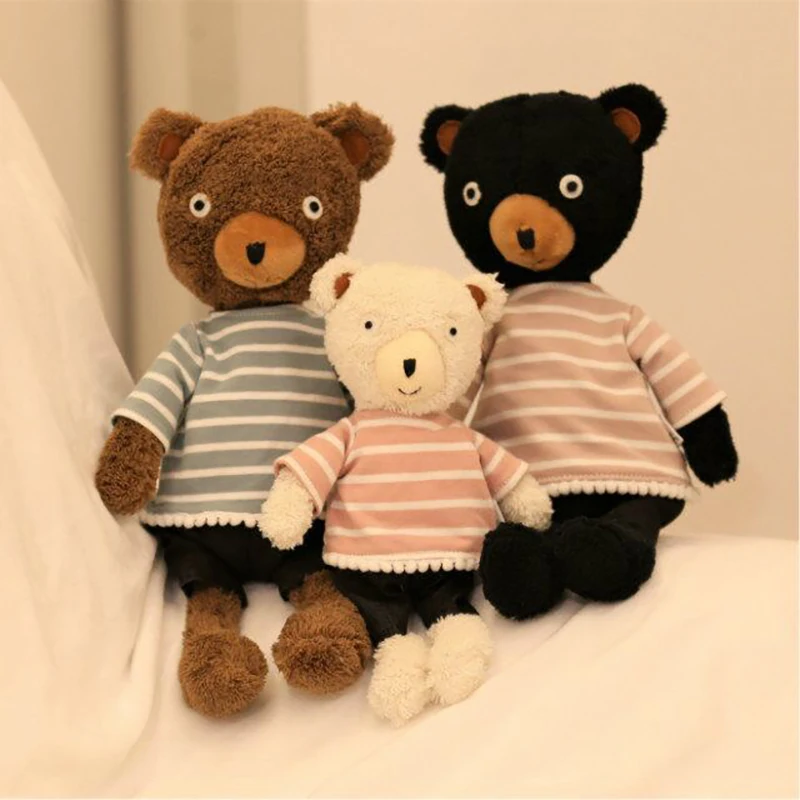 

1pc 25cm/35cm/50cm Kawaii Teddy Bears Plush Dolls Soft Stripe Clothes Bear Stuffed Plush Toys for Girls Children Birthday Gifts