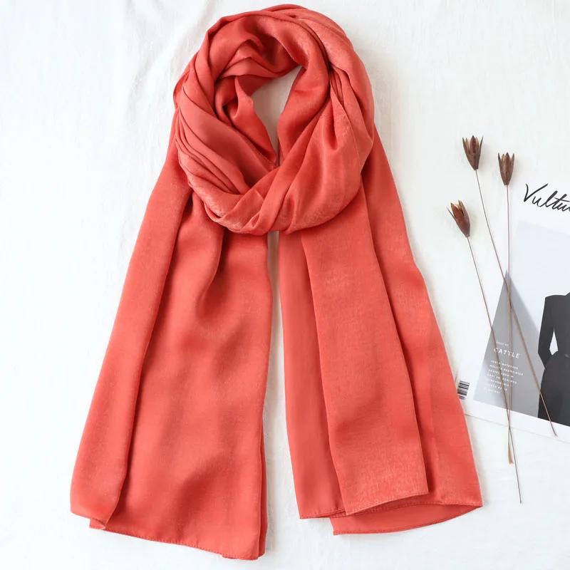 5 orange Цельный женский Одноцветный Шелковый платок hijabs обертывания мягкие длинные мусульманские платки блестящие шарфы hijabs - Цвет: 5 orange