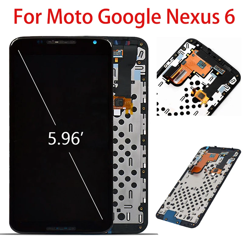 Оригинальный протестированный 5 96 дюймовый дисплей для Google Motorola Moto Nexus 6 XT1100 ЖК