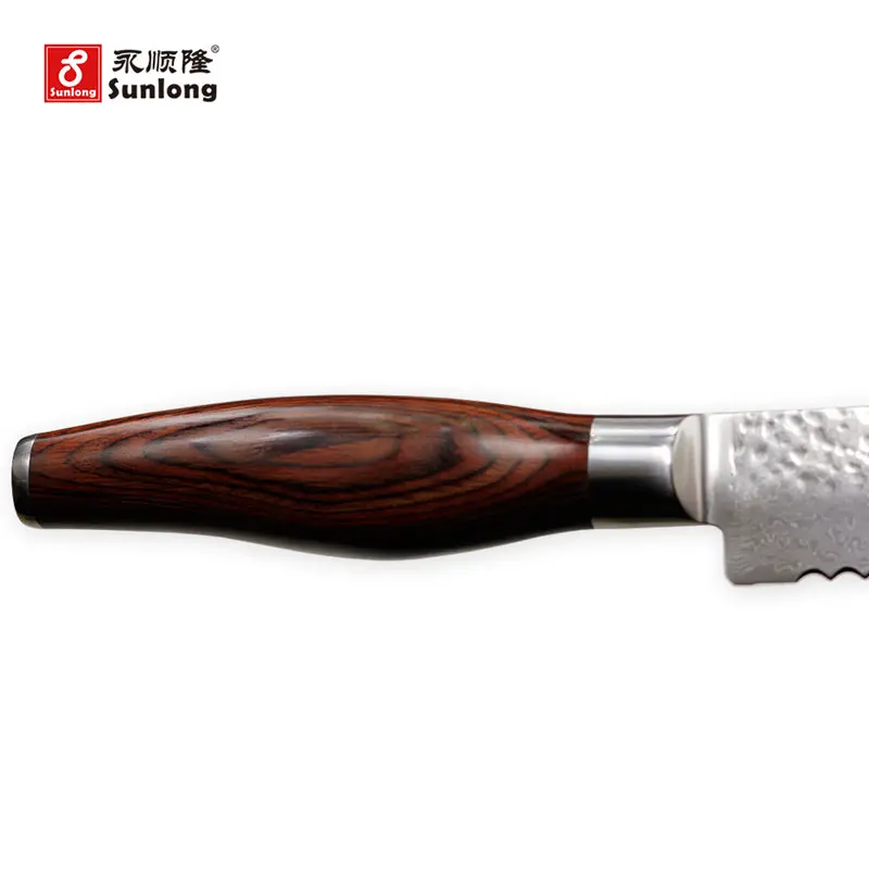 Sunlong 8 дюймов дамасский стальной нож зазубренный для хлеба торта узор Стальные