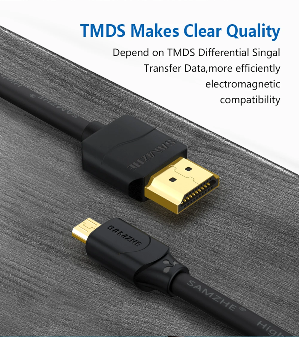SAMZHE микро HDMI к HDMI мужчин и мужчин кабель-удлинитель для телефона Ipad подключение с большим экраном телевизора Displayer