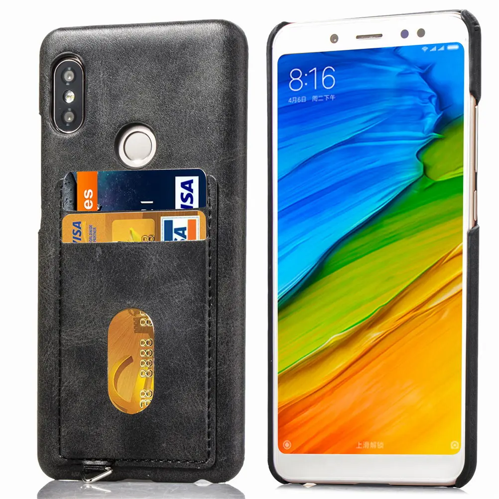2-слойный деловой кредитный карман для Xiaomi Redmi Note 5 Pro чехол сотового телефона