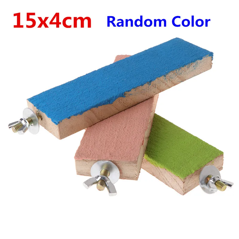 15x4cm Попугай окунь стенд держатель клетка платформа красочные деревянные лапы шлифовальная Птица Попугай жевательные игрушки принадлежности для птиц 3 размера C42 - Цвет: 15x4cm