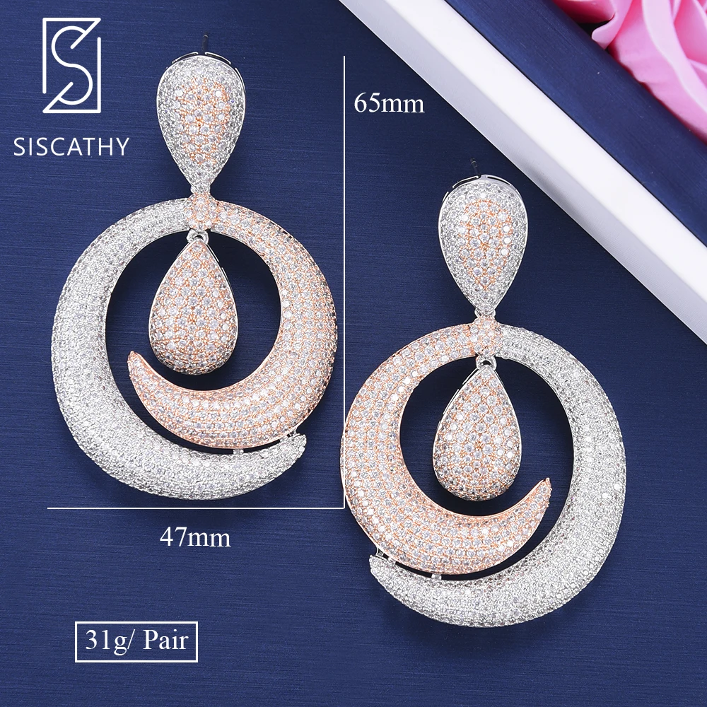 

SISCATHY Women Bridal Waterdrop Earrings Pendant Pierced Big Pendant Dangle Drop Earrings For Wedding Engagement Accessories