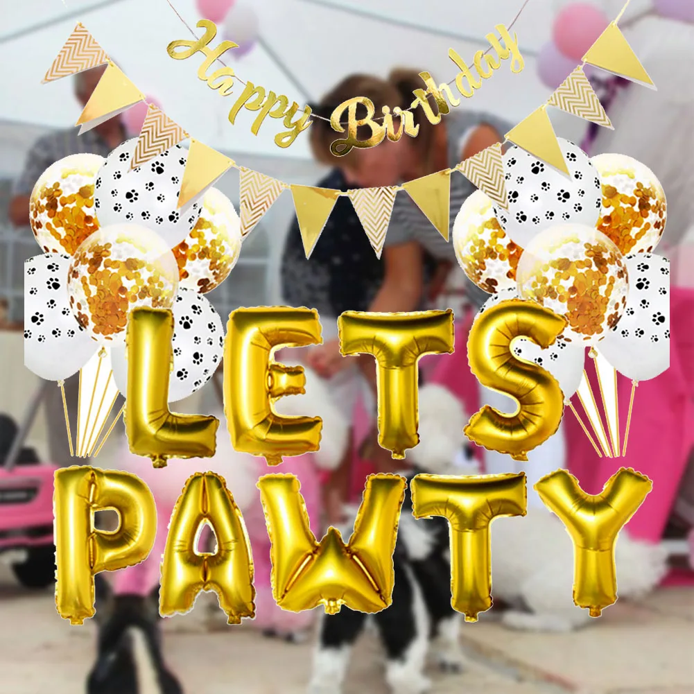 Многоразовые Pet товары для собак кошек воздушные шарики украшения LETS PAWTY письмо