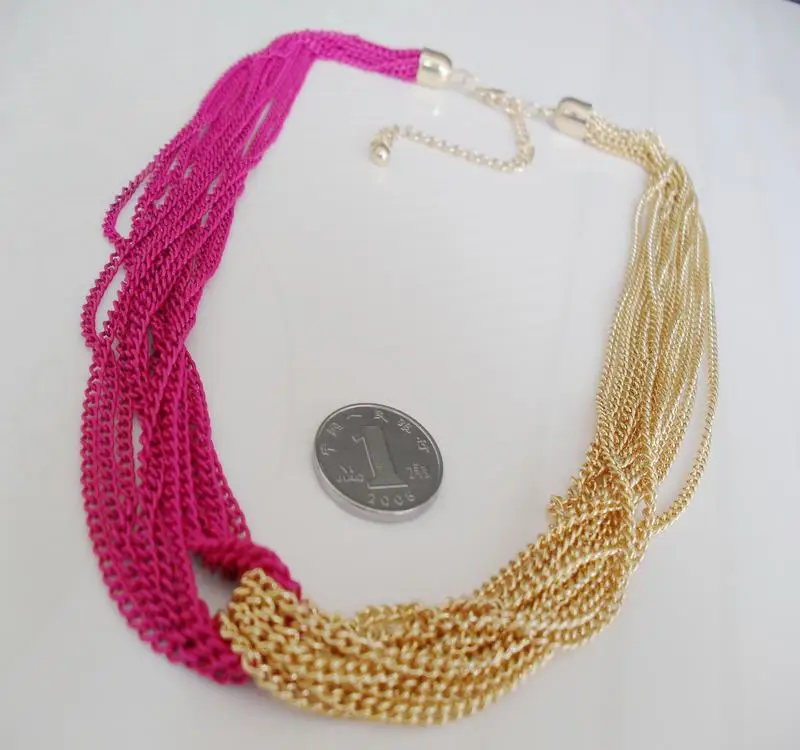 fashion several layes neon rose red blue green yellow chain Necklace | Украшения и аксессуары