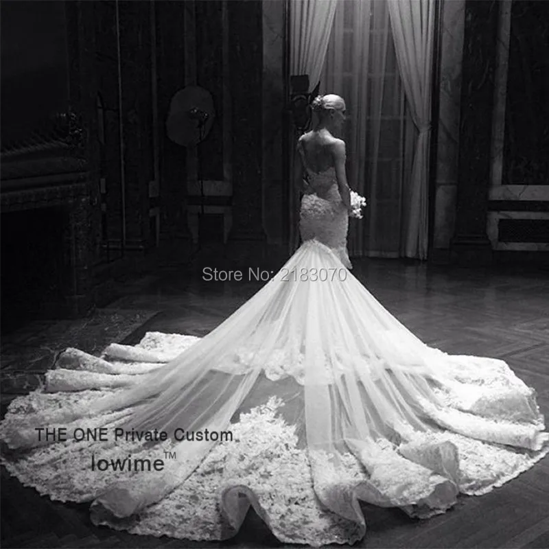 Одно Плечо Кружева Свадебные Платья 2017 Русалка С Собор Поезд Vestido Де Noiva Широкий