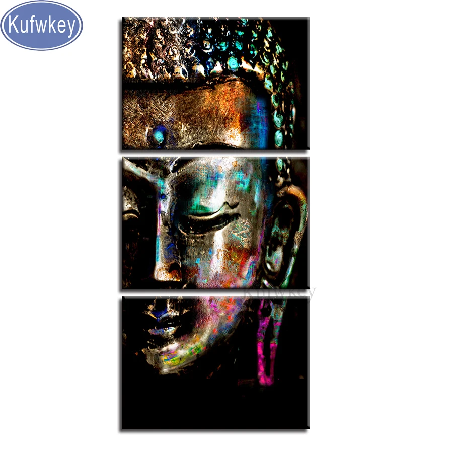 

Kufwkey, Алмазная мозаика, фото Будды, полная квадратная/круглая дрель, жизнь, 3d вышивка стразы, картина, Триптих, алмазная живопись