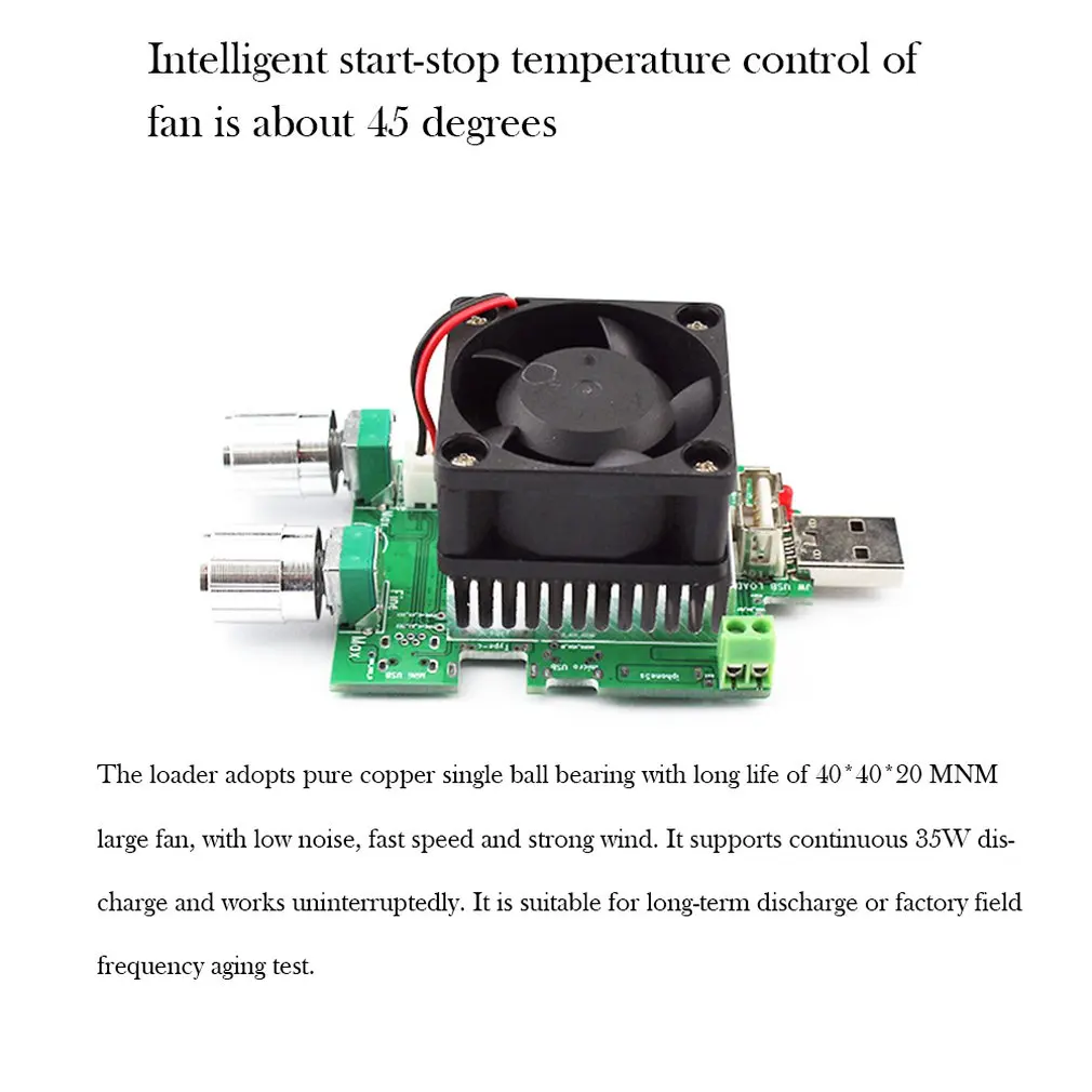 35w Usb electronic load adjustable constant current aging resistor battery voltage capacity tester without display | Инструменты