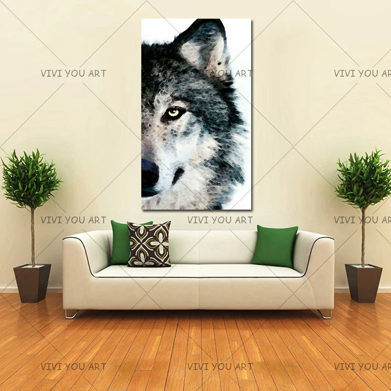 Skilled Painter Hand-painted High Quality Modern Abstract Timber Wolf Oil Painting on Canvas Handmade Lonely | Дом и сад