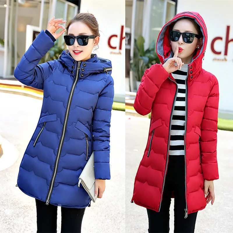 Женские пуховые куртки свободного покроя теплые парки с капюшоном из хлопка