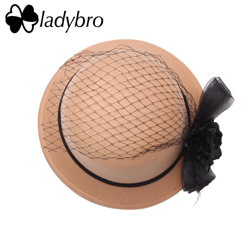 Ladybro осенне зимняя женская шапка сетчатая Цветочная Женская Шляпа Fedora