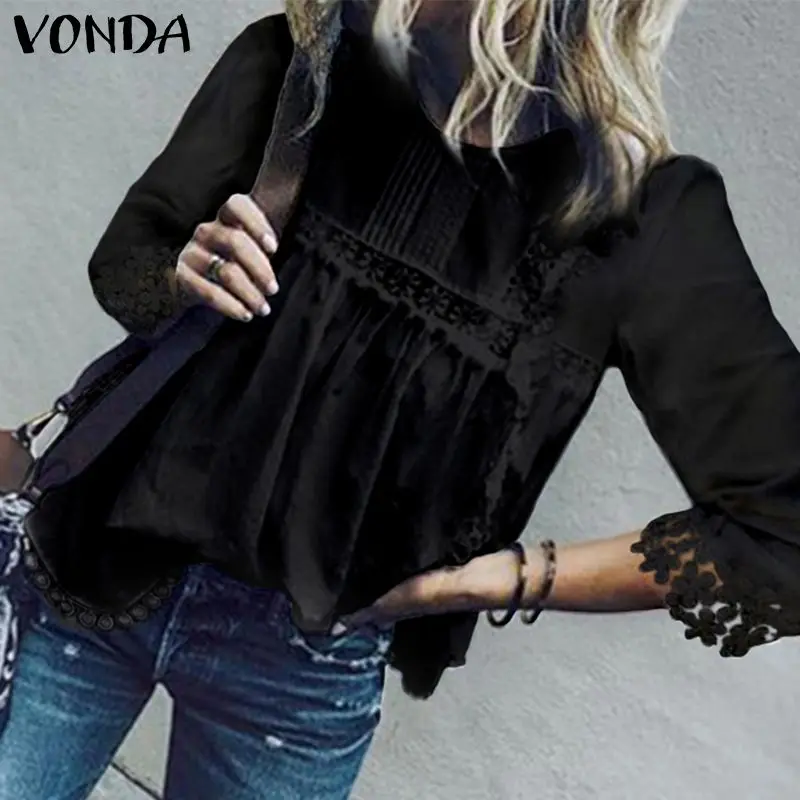 VONDA Женские топы и блузки с сексуальным О образным вырезом 3/4 рукавами