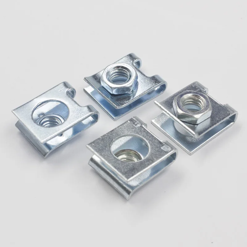 White zinc M6 U Type Fixed Clamp for Car license plate 6mm Nut Metal Clips body Fasteners 50 Pcs | Автомобили и мотоциклы