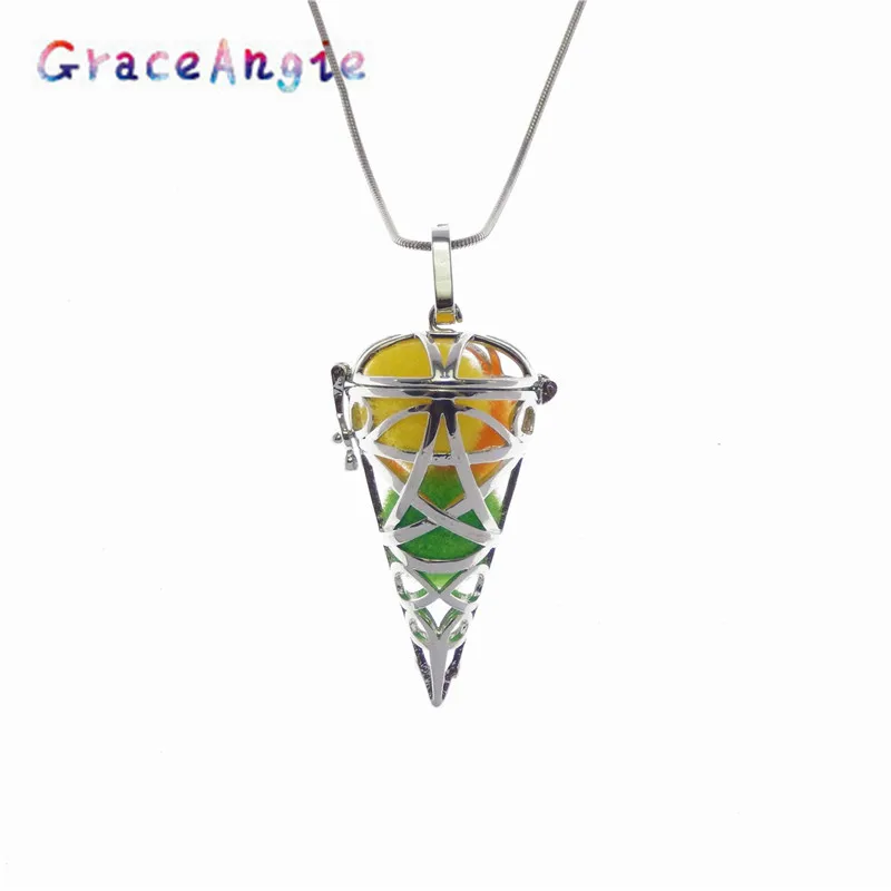 GraceAngie бусины клетка медальон может быть открыт Фаза коробка кулон ожерелье