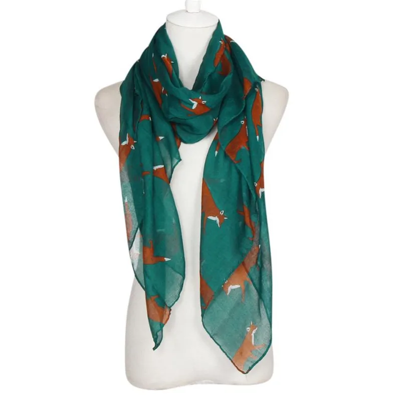 

Women Scarf High Quality Lady Womens Long Cute Fox Print Scarf Wraps Shawl Soft Scarves Winter 2018 luxo Warm 18Sep30