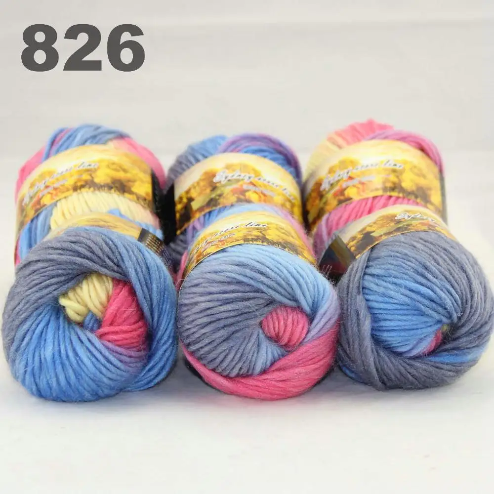 826 Light Blue 6x50gr Skeins новая массивная ручная крупная вязка забивает шерстяную пряжу 522-пряжа - Цвет: 826 Light Blue