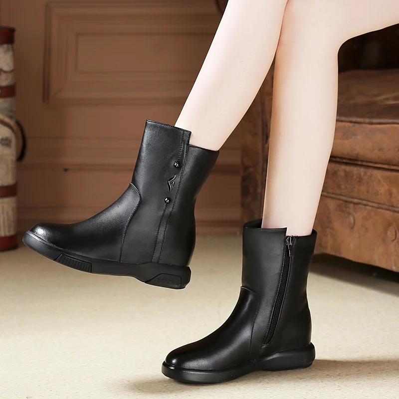 Женские зимние ботинки GKTINOO из натуральной воловьей кожи женские на плоской