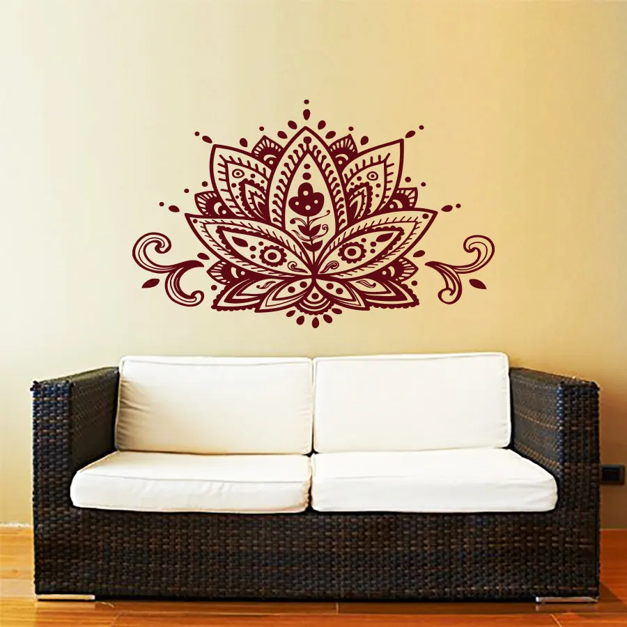 Лотос цветок Наклейка на стену Йога студия виниловые стикеры наклейки Мандала